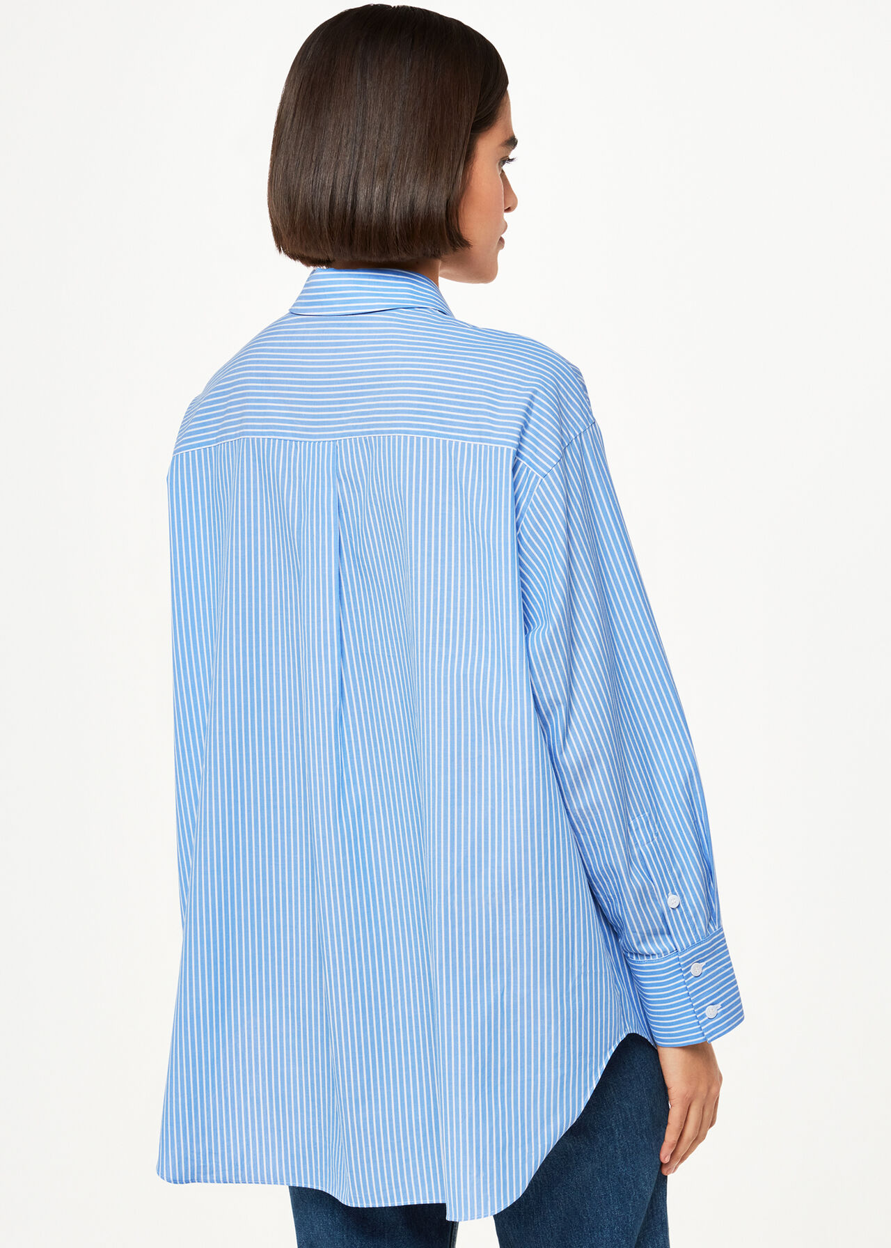 Blue/Multi Stripe Oversized Shirt | WHISTLES | Whistles