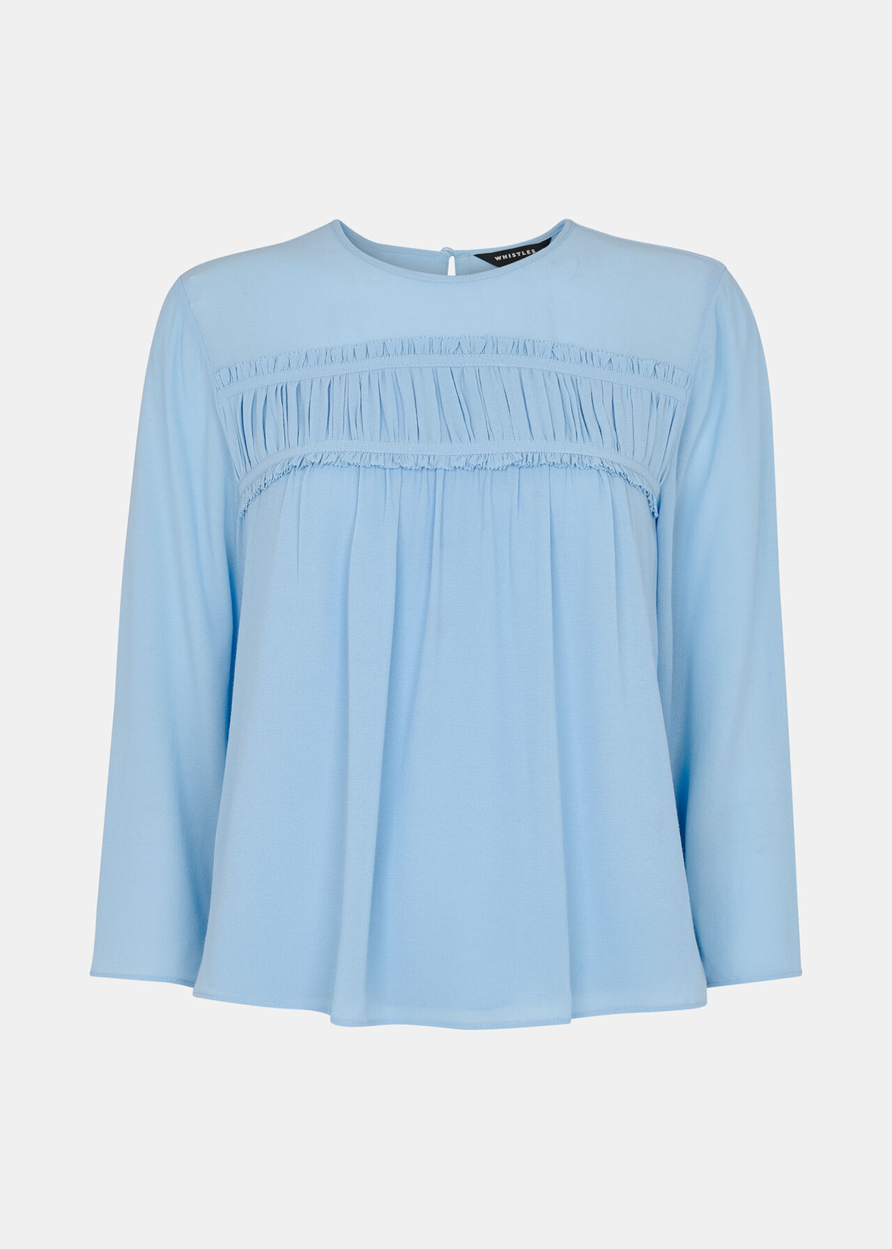 Pale Blue Laya Gather Detail Blouse | WHISTLES | Whistles US |