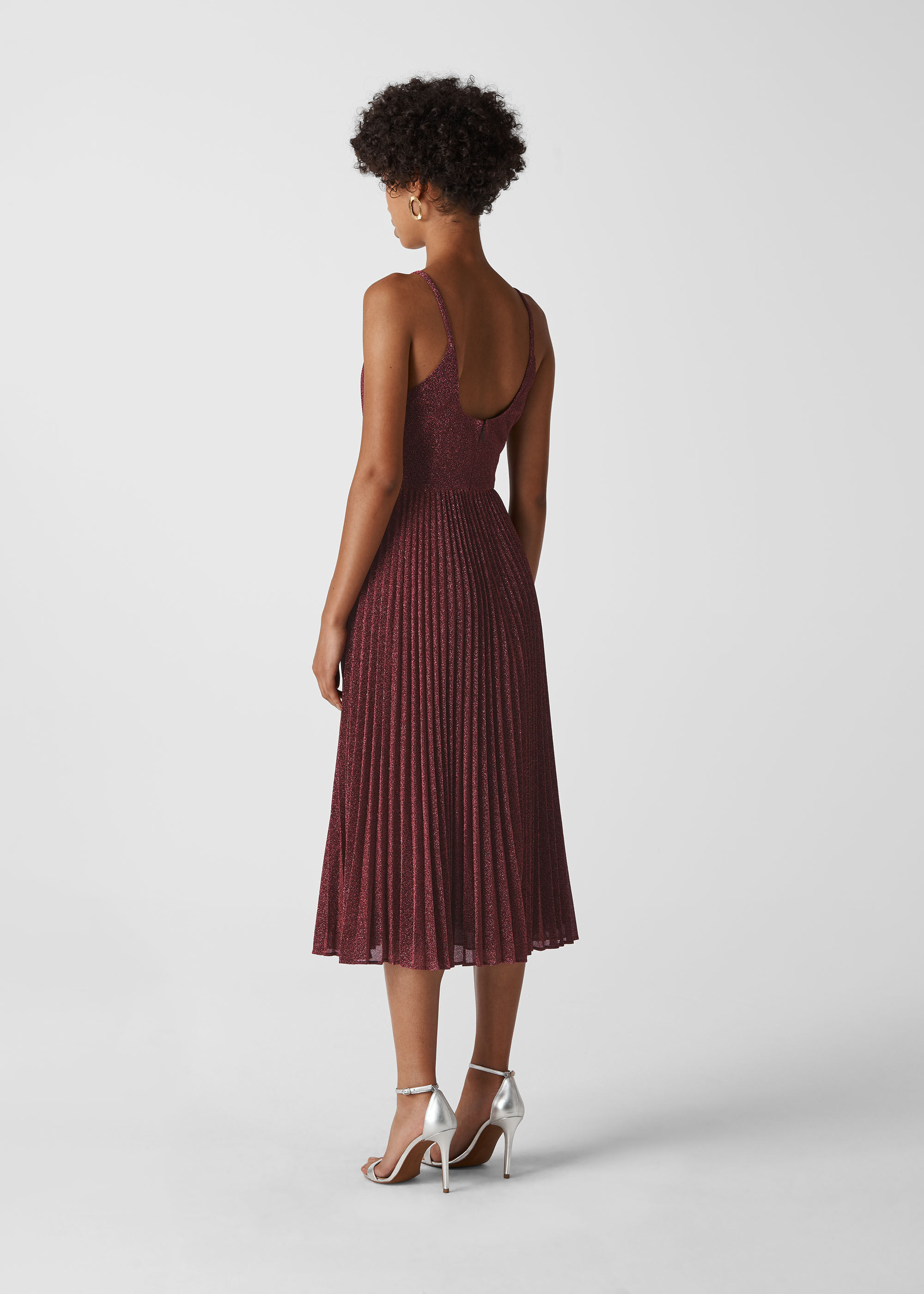 Pink Regina Sparkle Pleated Dress WHISTLES Whistles UK