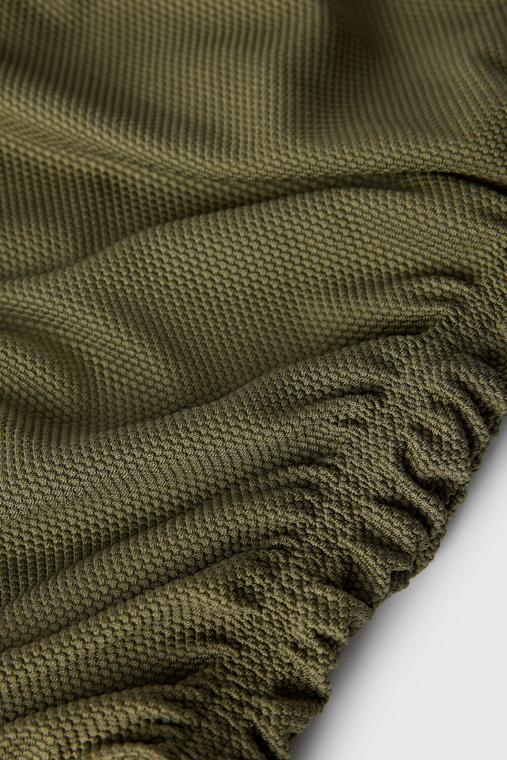 Khaki Textured Side Ruched Swimsuit