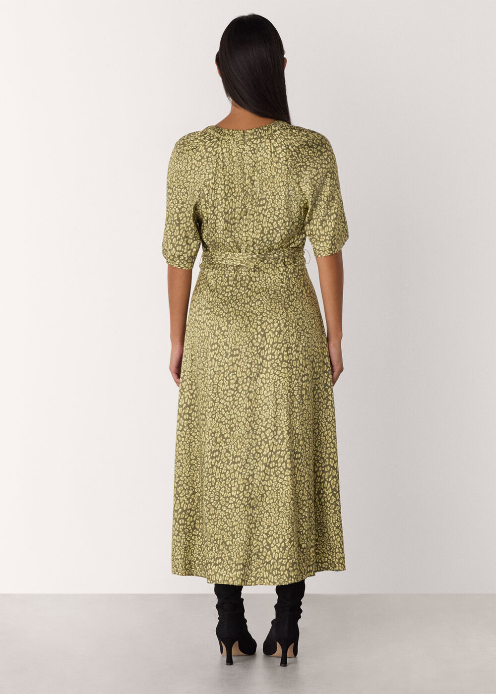 Petite Leopard Viscose Midi Dress