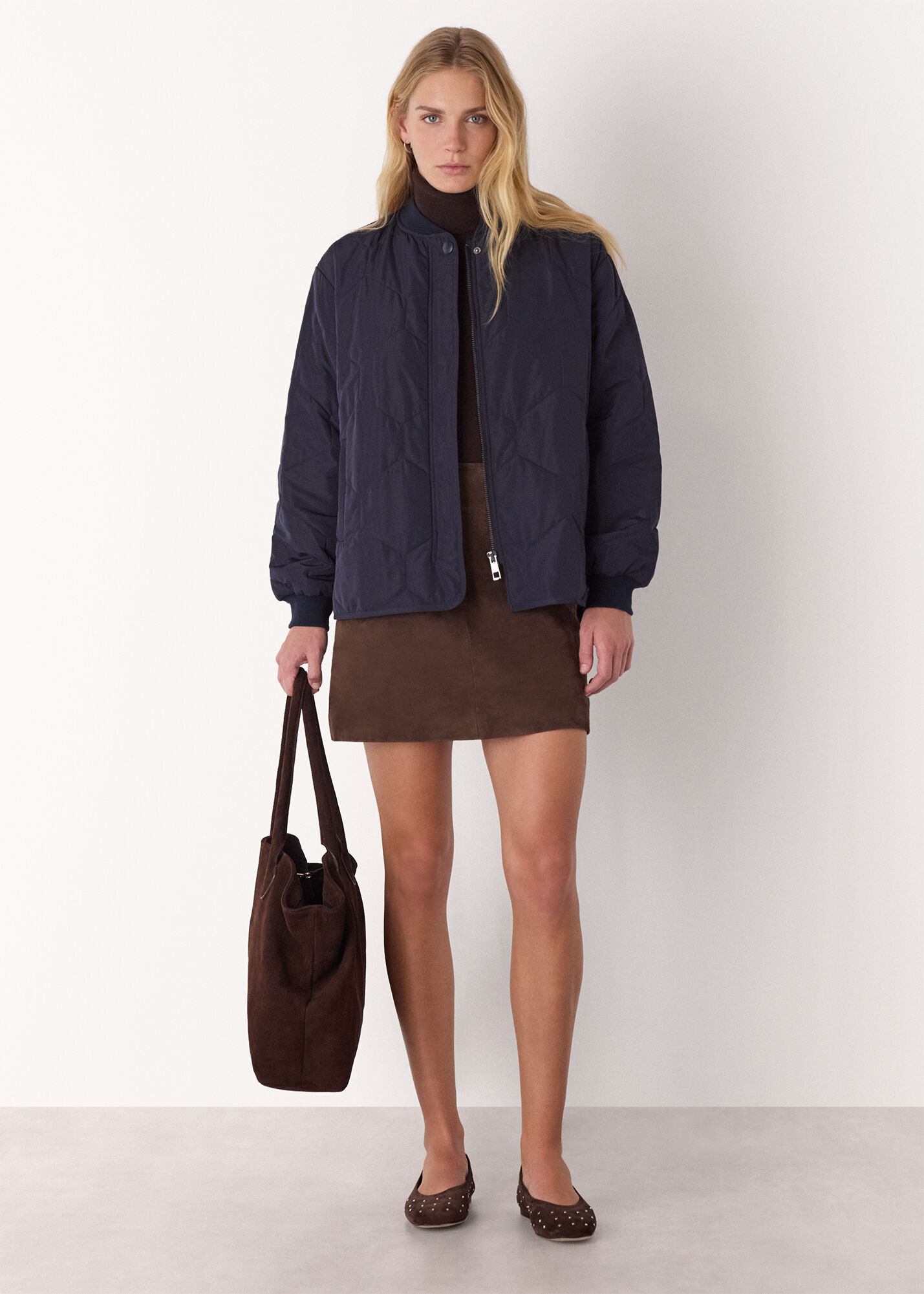 Navy Ida Short Quilted Coat | WHISTLES | Whistles US |