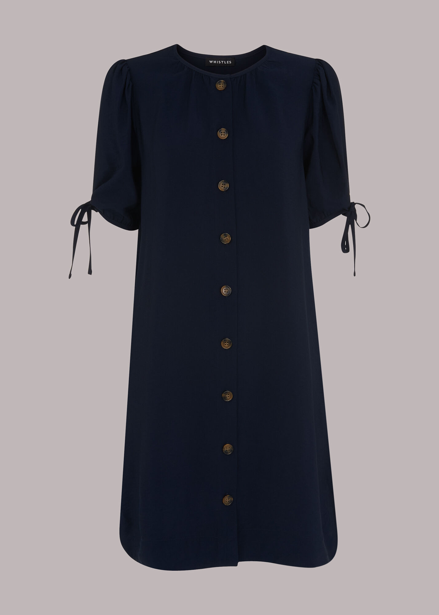 Navy button through dress discount