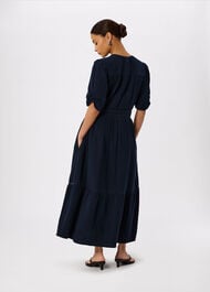 Petite V Neck Textured Midi Dress