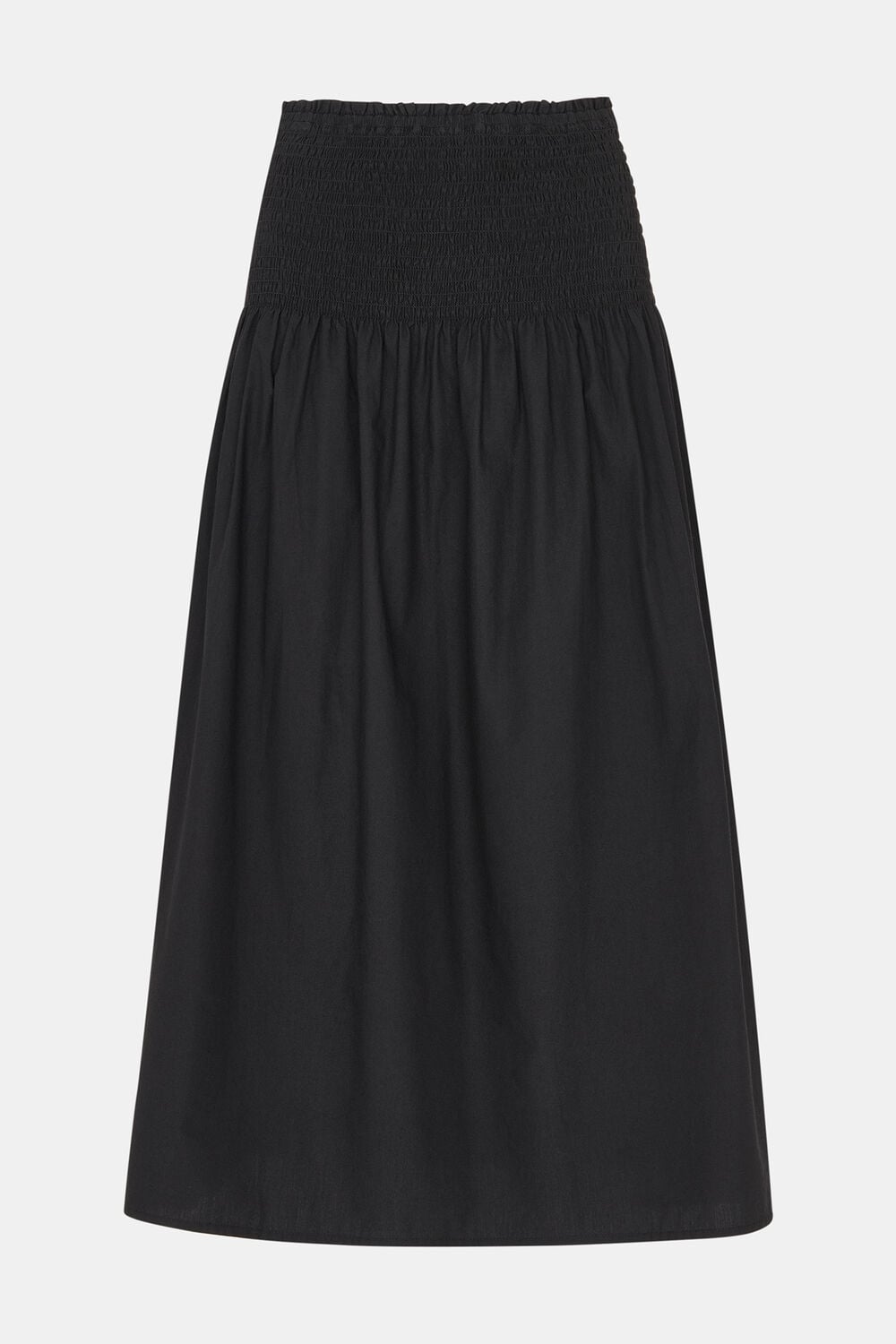 Black Louisa Smocked Midi Skirt