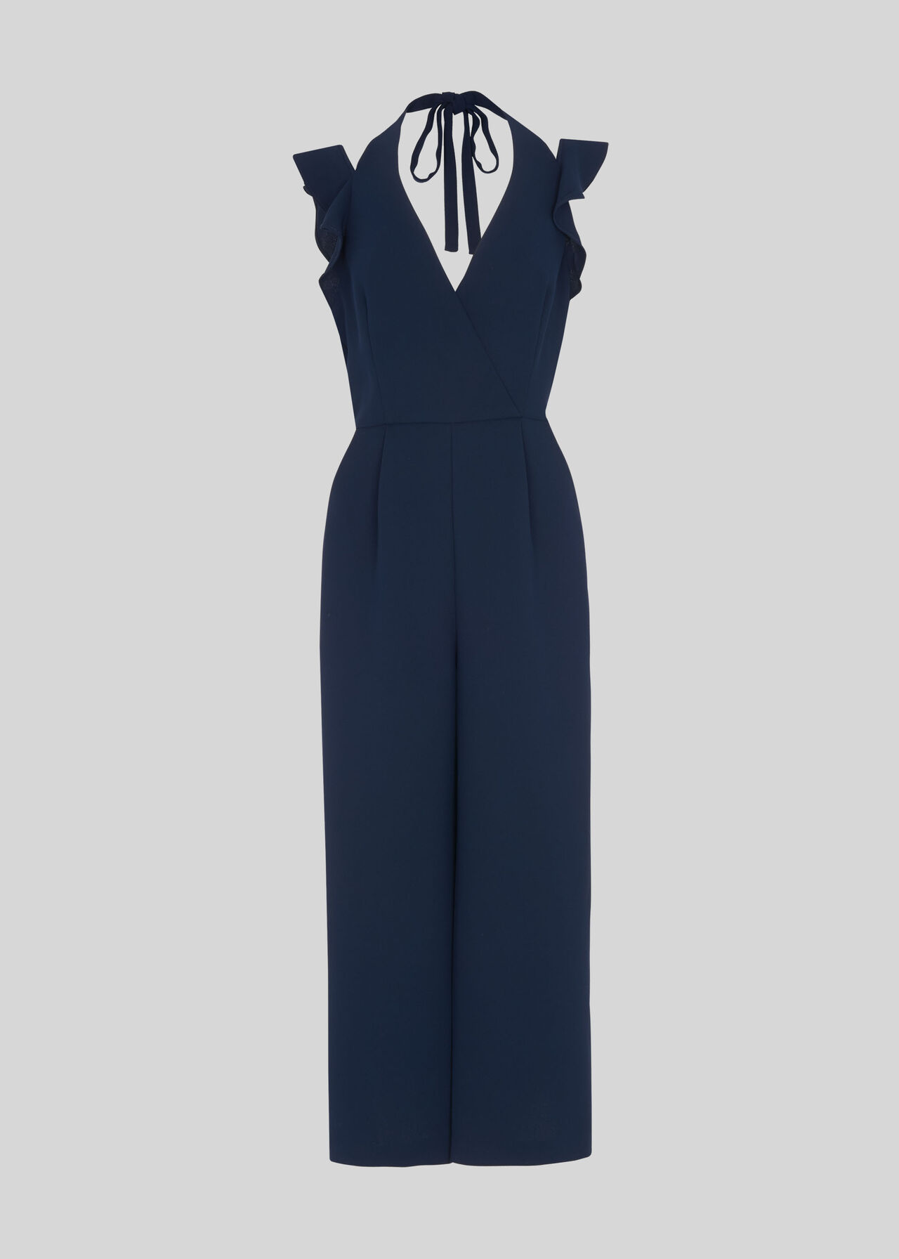 Navy Larkin Frill Detail Jumpsuit WHISTLES