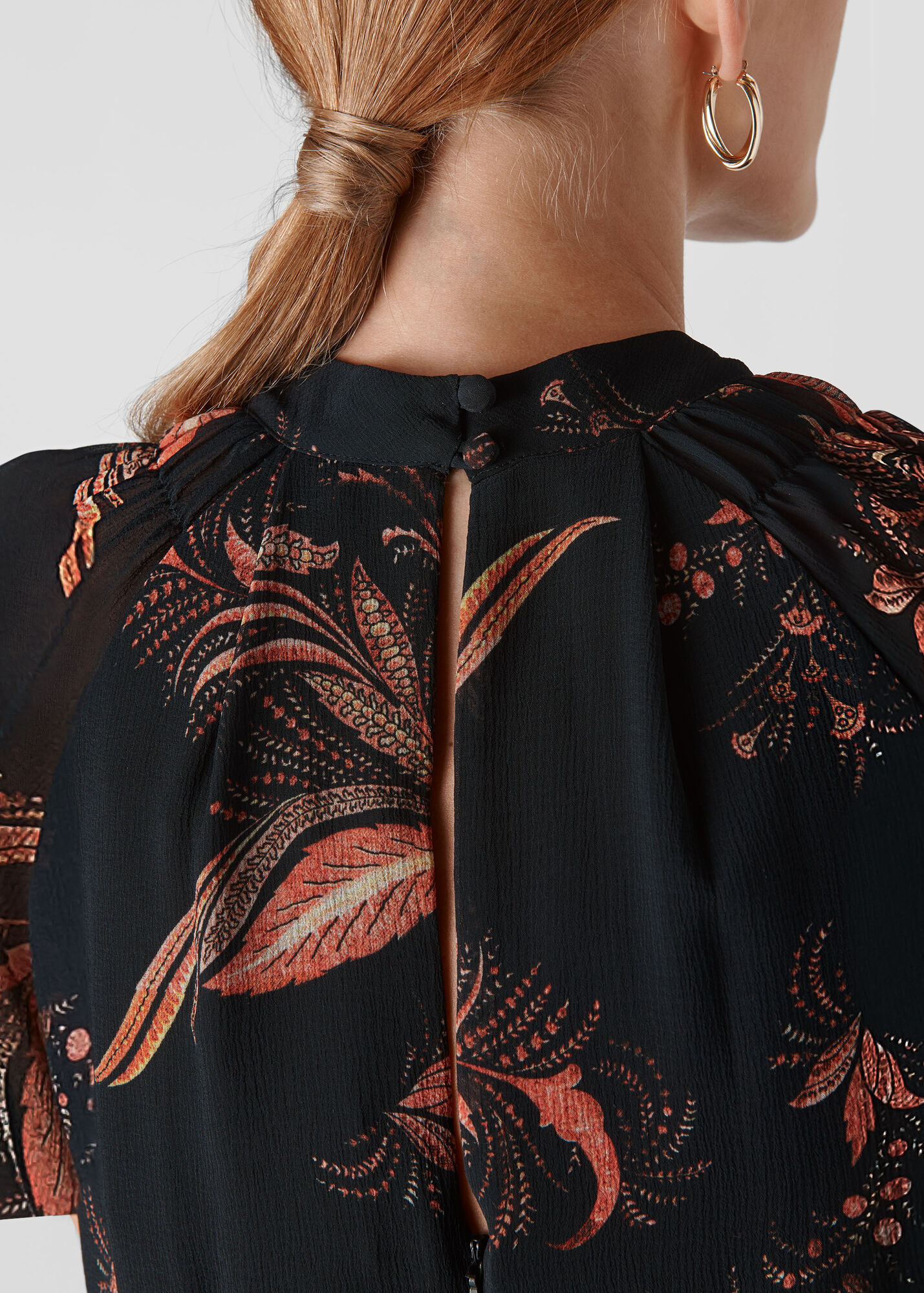 Black/Multi Rose Paisley Leaf Dress WHISTLES Whistles US