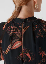 Rose Paisley Leaf Dress Black/Multi