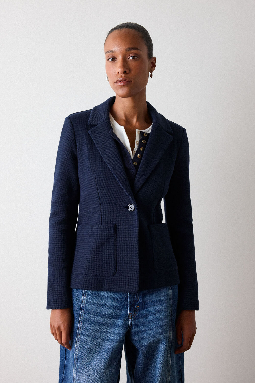 Navy Jersey Jacket