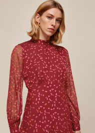 Falling Leaves Silk Dress Pink/Multi