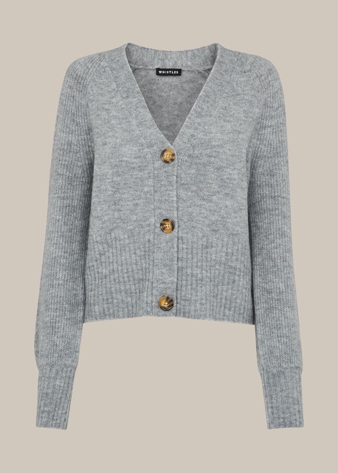 Grey Full Sleeve Knitted Cardigan | WHISTLES