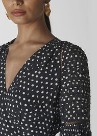 Advika Spot Midi Dress Navy/Multi