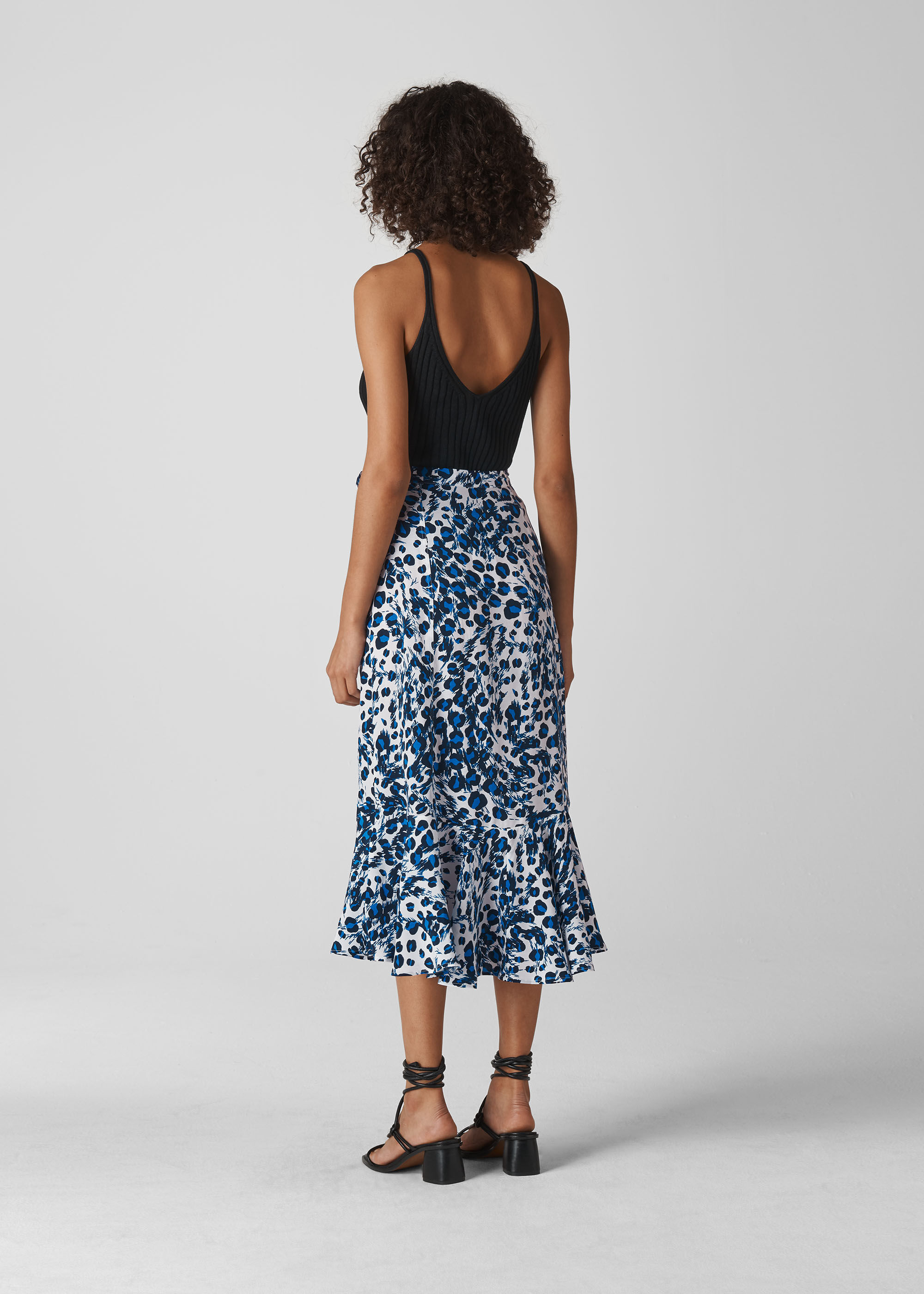White Multi Brushed Leopard Wrap Skirt WHISTLES