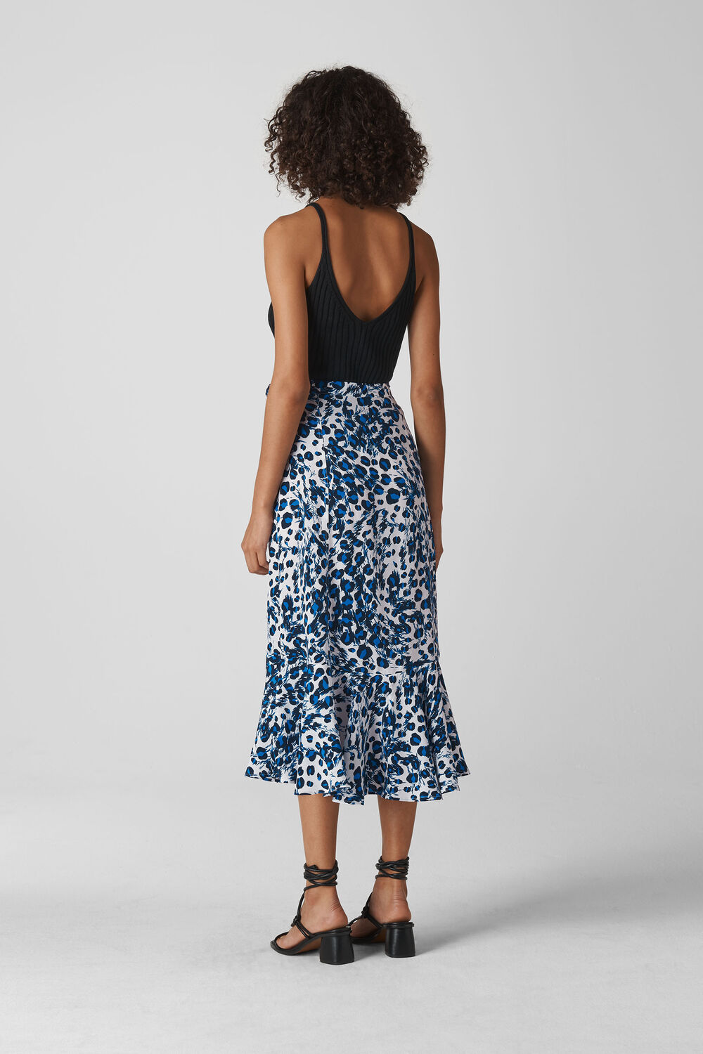 Brushed Leopard Wrap Skirt White/Multi