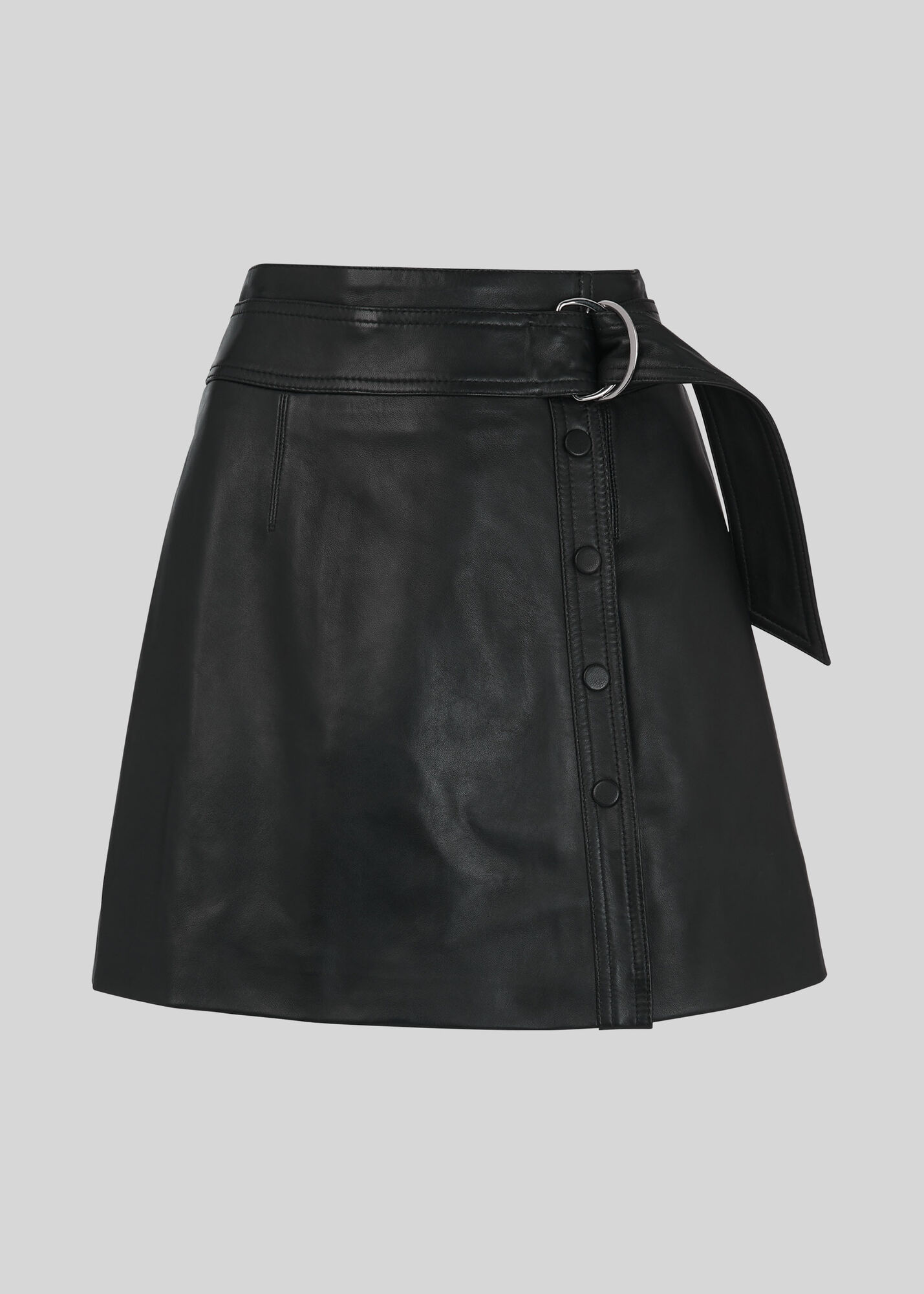 Black Tie Detail Leather Aline Skirt | WHISTLES