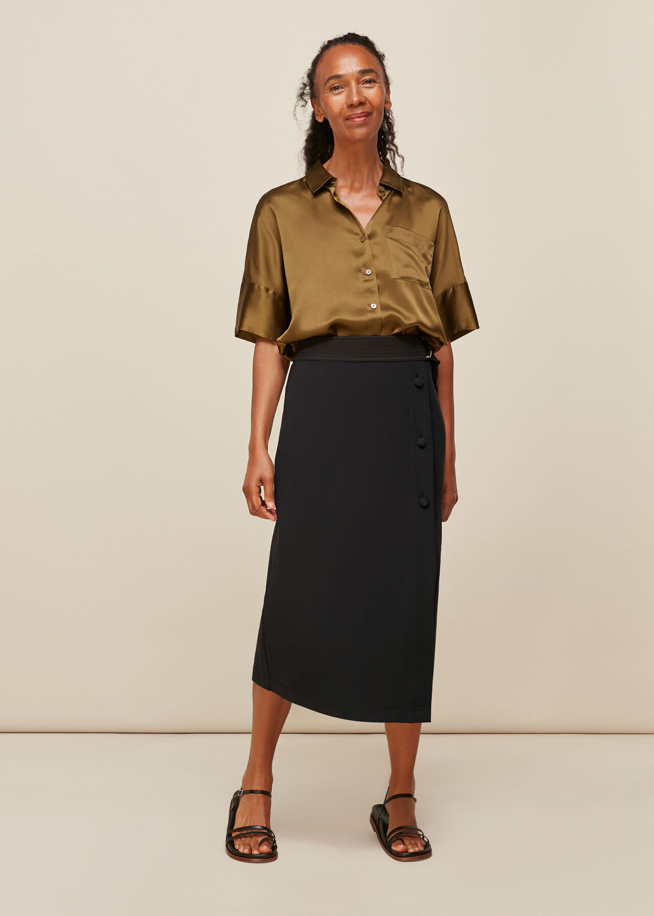 Belted Ponte Wrap Skirt