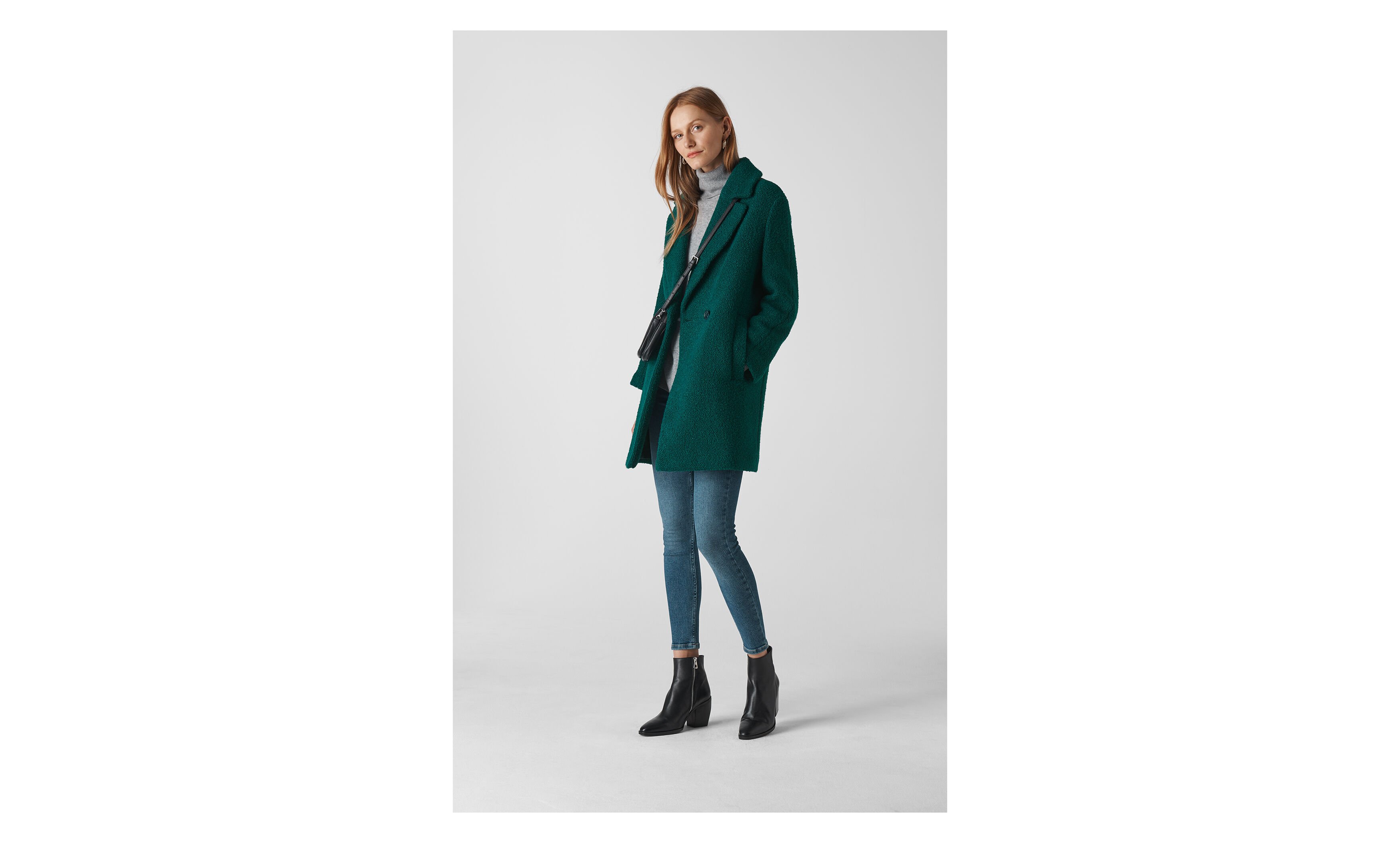 Teal JL Boucle Double Breasted Coat