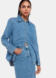 Straight Denim Midi Skirt