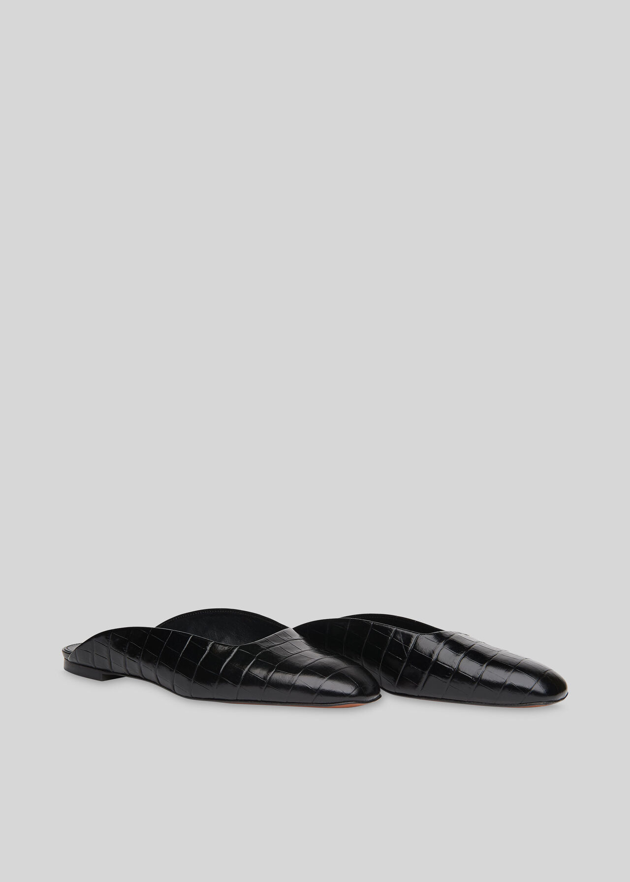 Netley Croc Slip On Mule Black