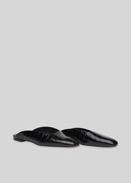 Netley Croc Slip On Mule Black