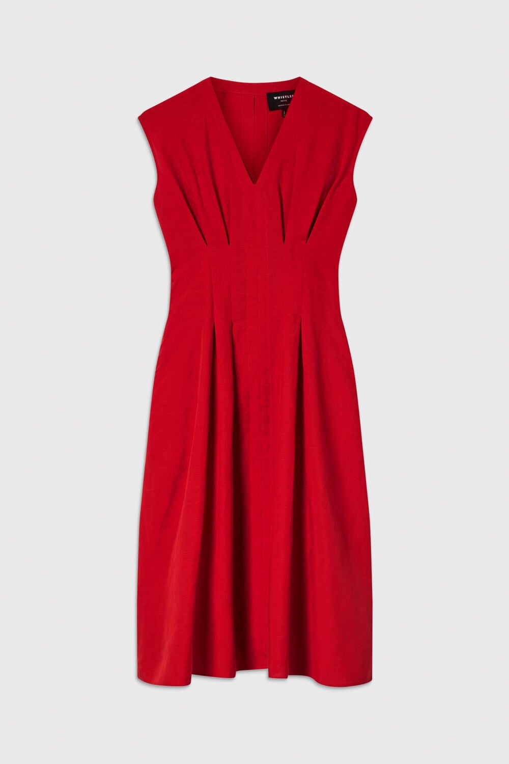Red Petite Panel Linen Blend Dress