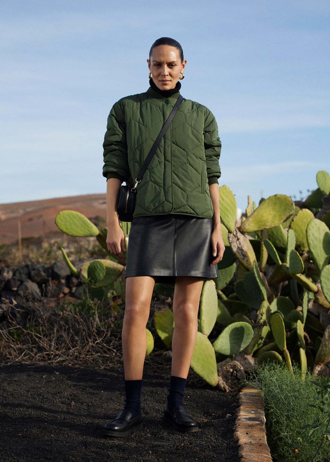 Khaki Ida Short Quilted Coat WHISTLES Whistles UK