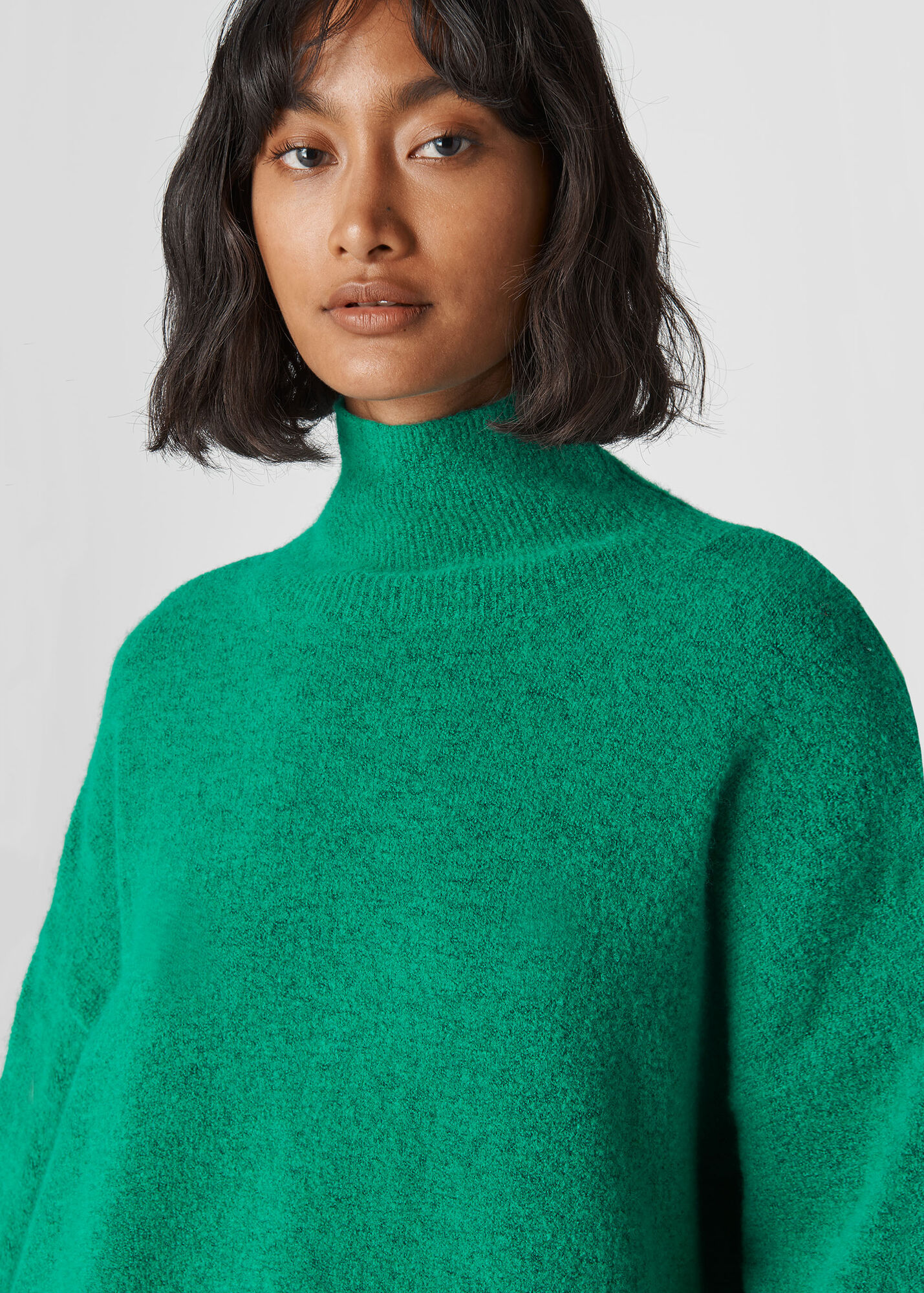 Green Oversized Funnel Neck Knit WHISTLES Whistles