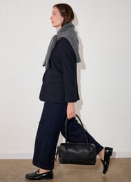 Pinstripe Wool Blend Blazer