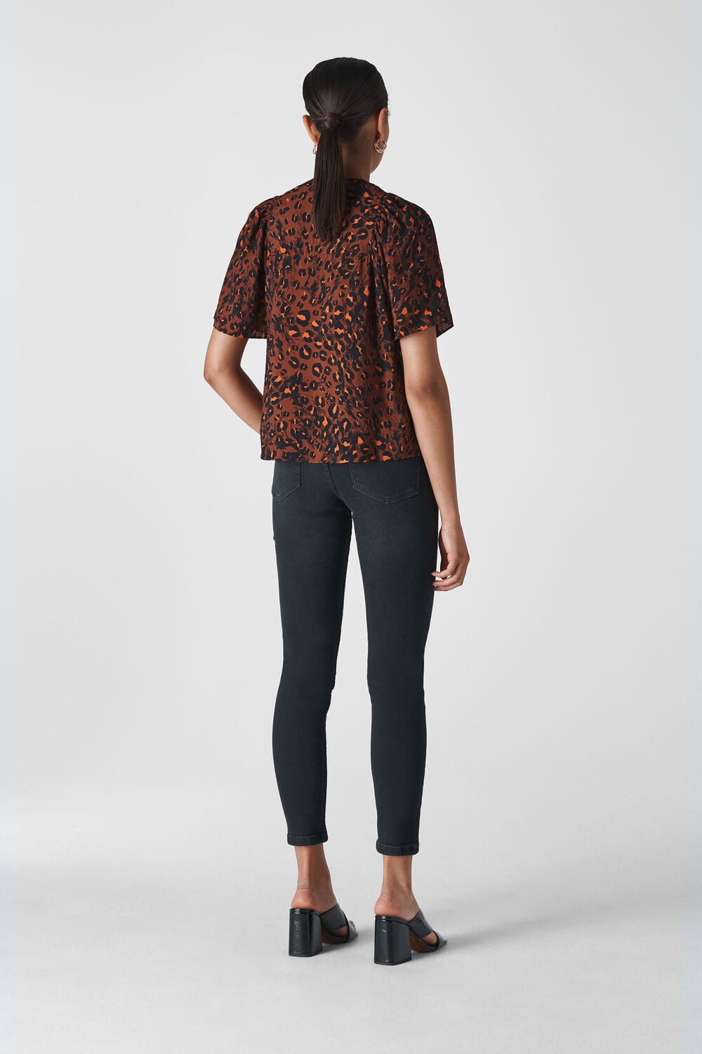 Brushed Leopard Print Top Brown/Multi