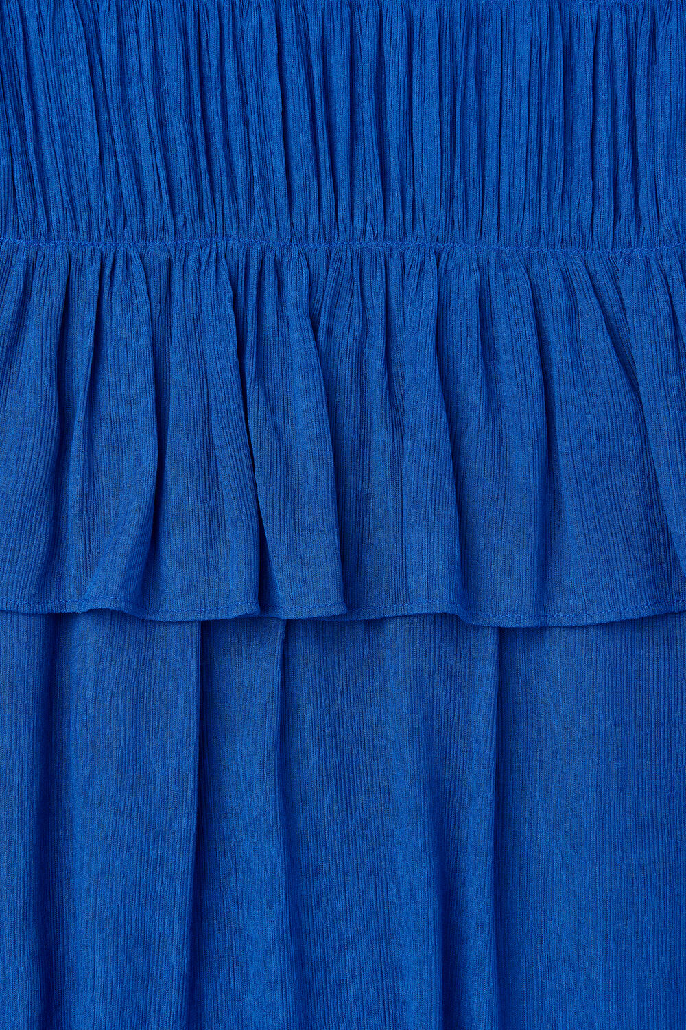 Cobalt Blue Shirred V Neck Midi Dress