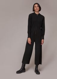 Zip Front Knit Jumpsuit