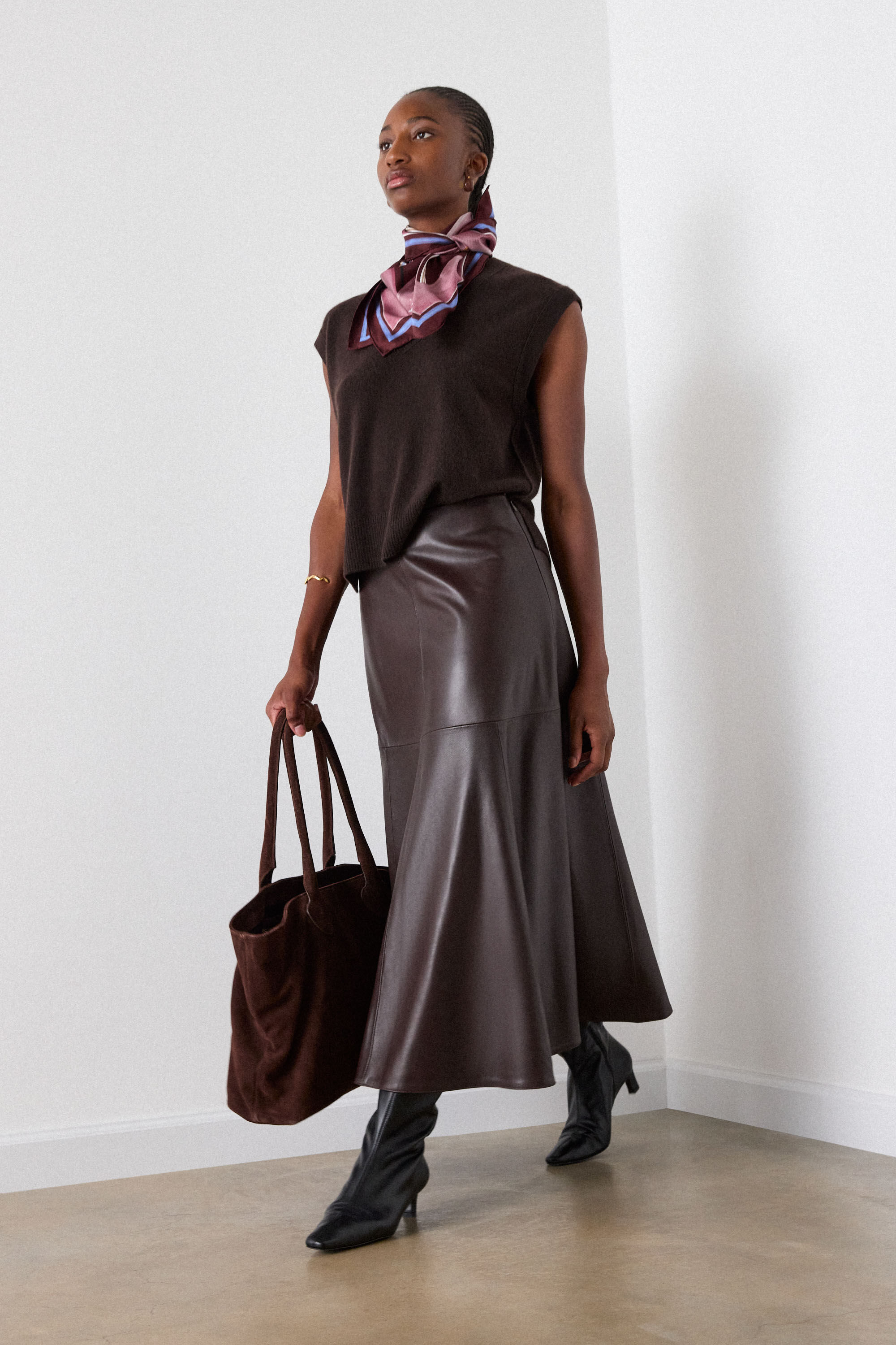 Brown Cashmere V Neck Tank | WHISTLES | Whistles US |