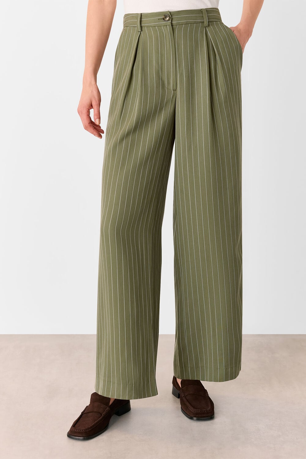 Khaki Lottie Pinstripe Trouser