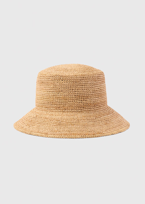 Neutral Structured Straw Bucket Hat