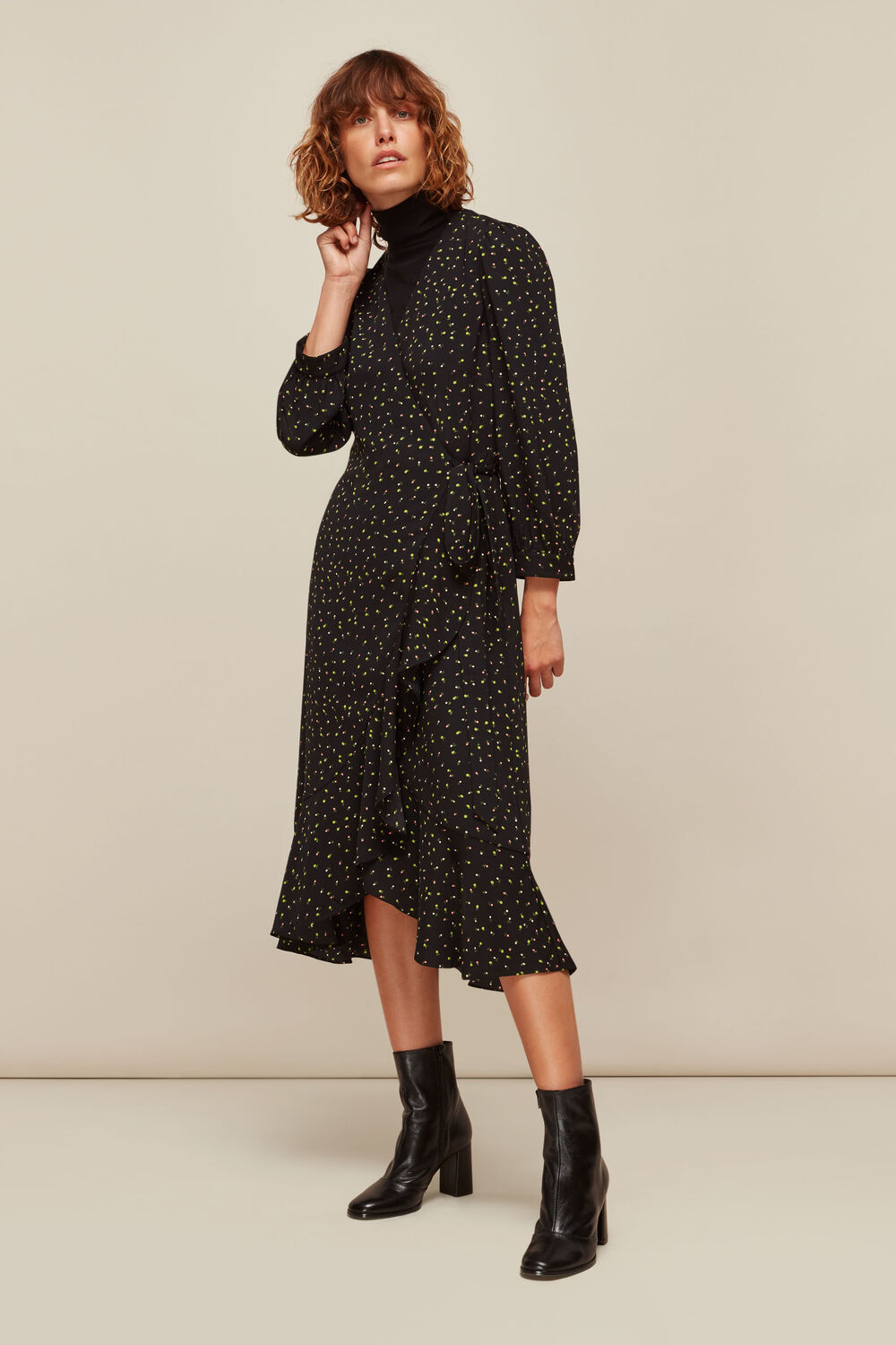 Multicolour Bright Bud Print Wrap Dress