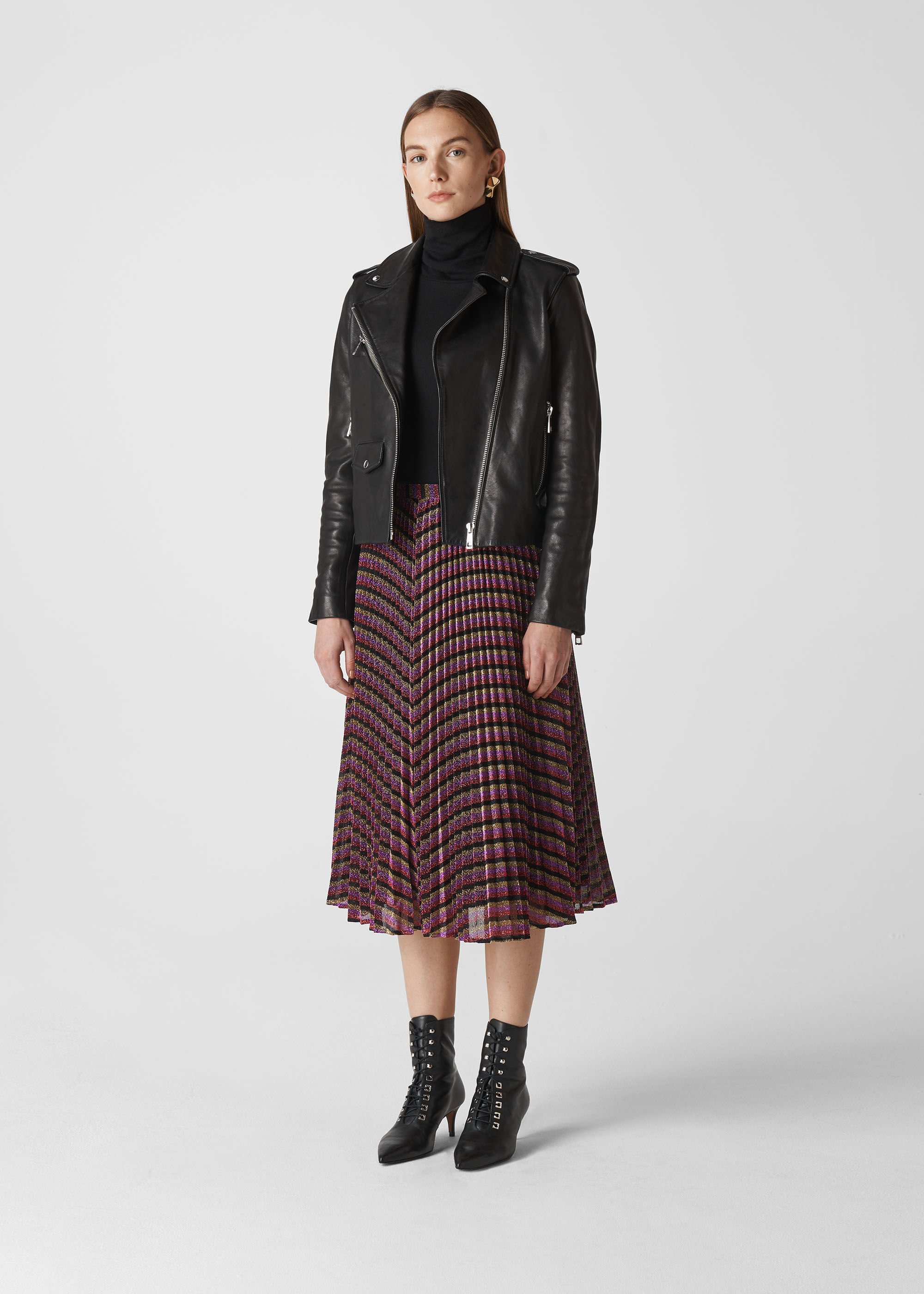 Whistles metallic pleated skirt 2025
