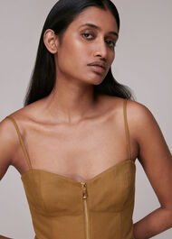 Zip Detail Linen Jumpsuit