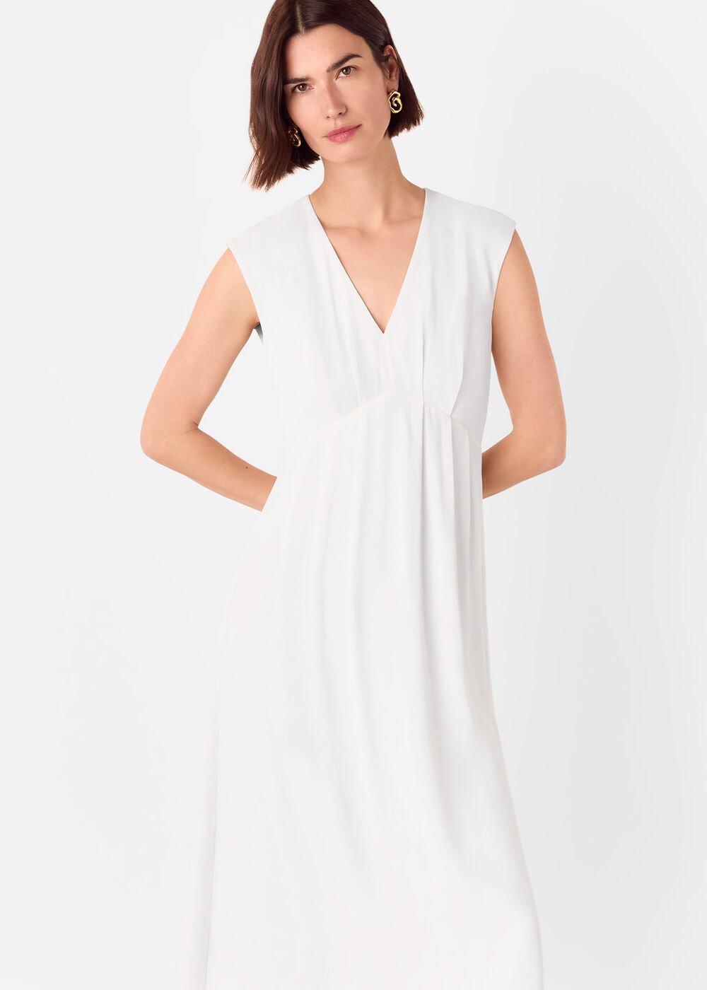 Crepe Sleeveless Midi Dress