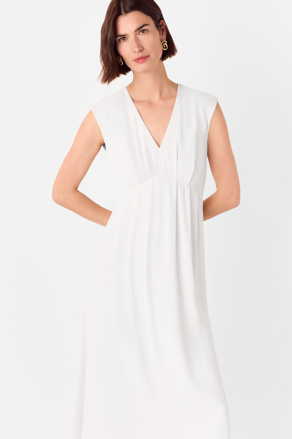 Crepe Sleeveless Midi Dress