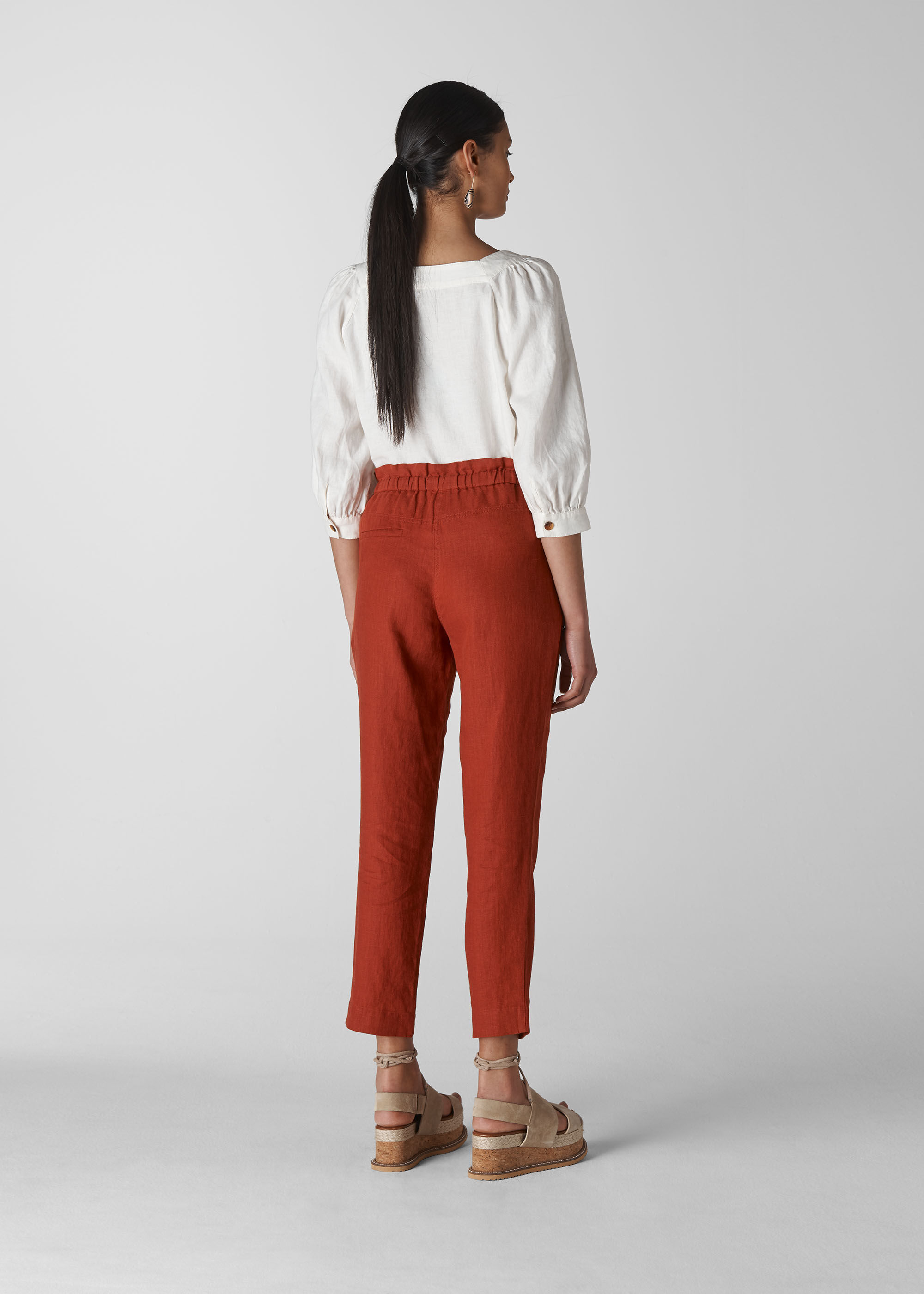 Rust linen top trousers