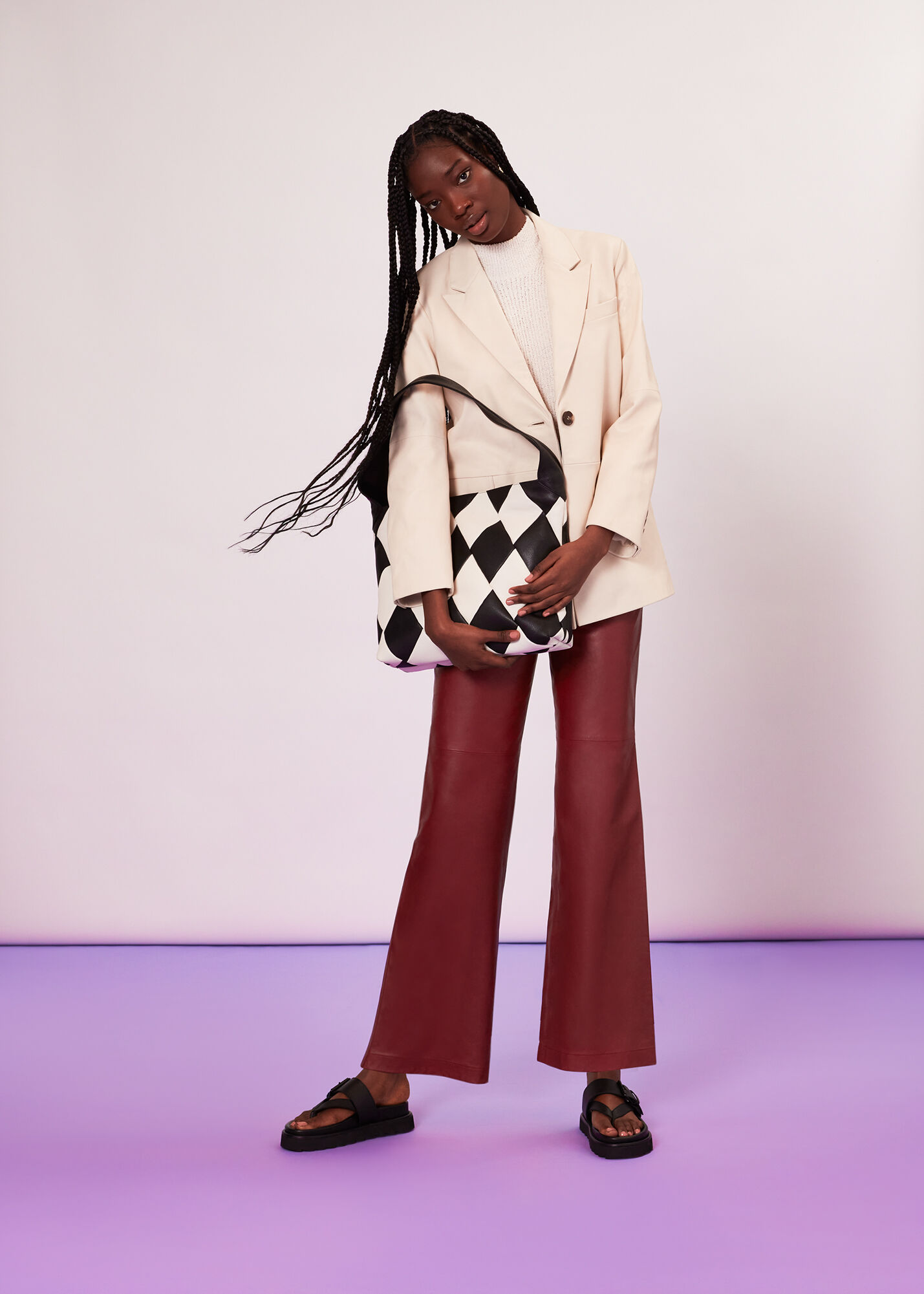 Burgundy Emily Leather Pant | WHISTLES | Whistles US |