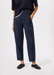 Petite Linen Barrel Leg Trouser