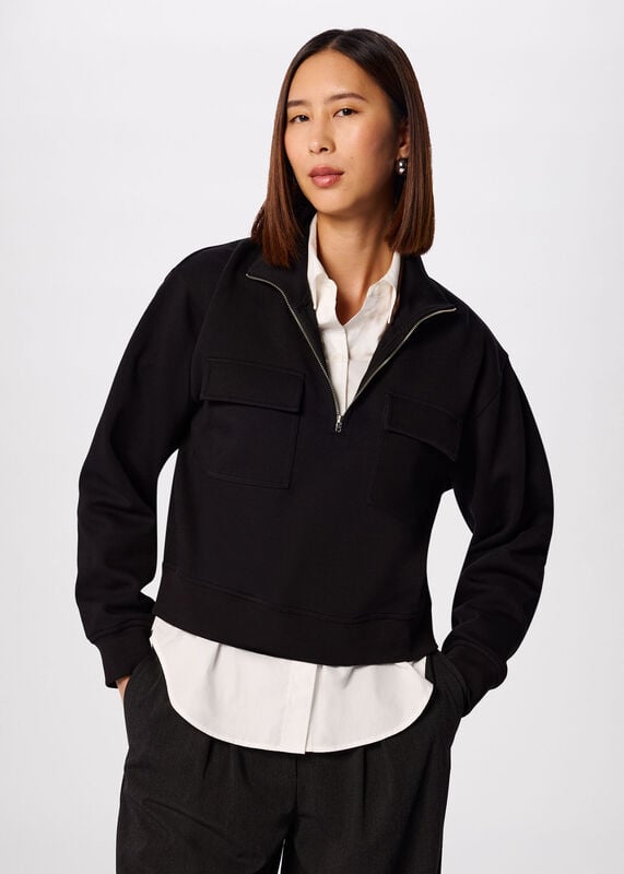 Black Funnel Quarter Zip Sweat