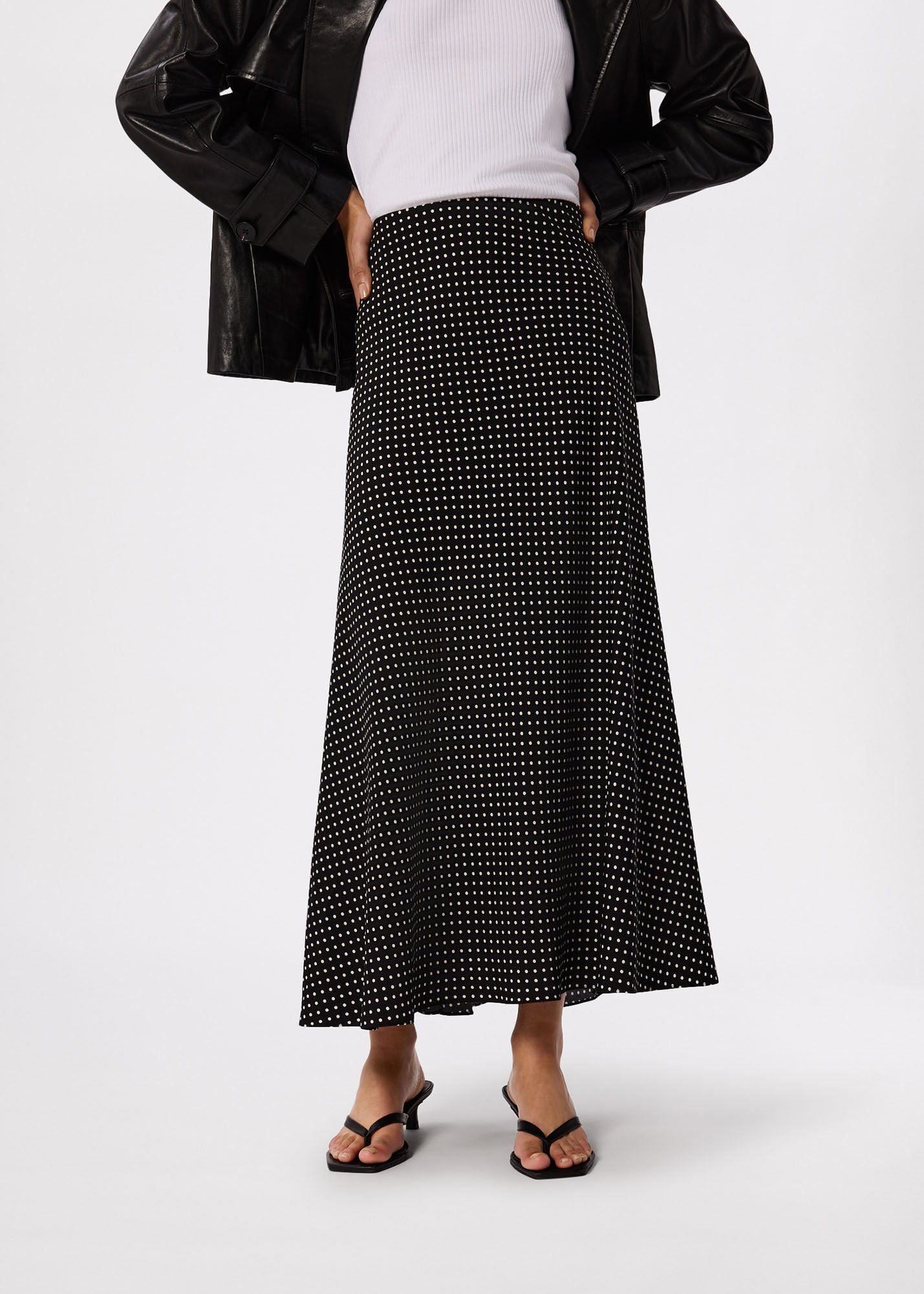 Black/White Mini Spot Fit And Flare Skirt | WHISTLES | Whistles UK |