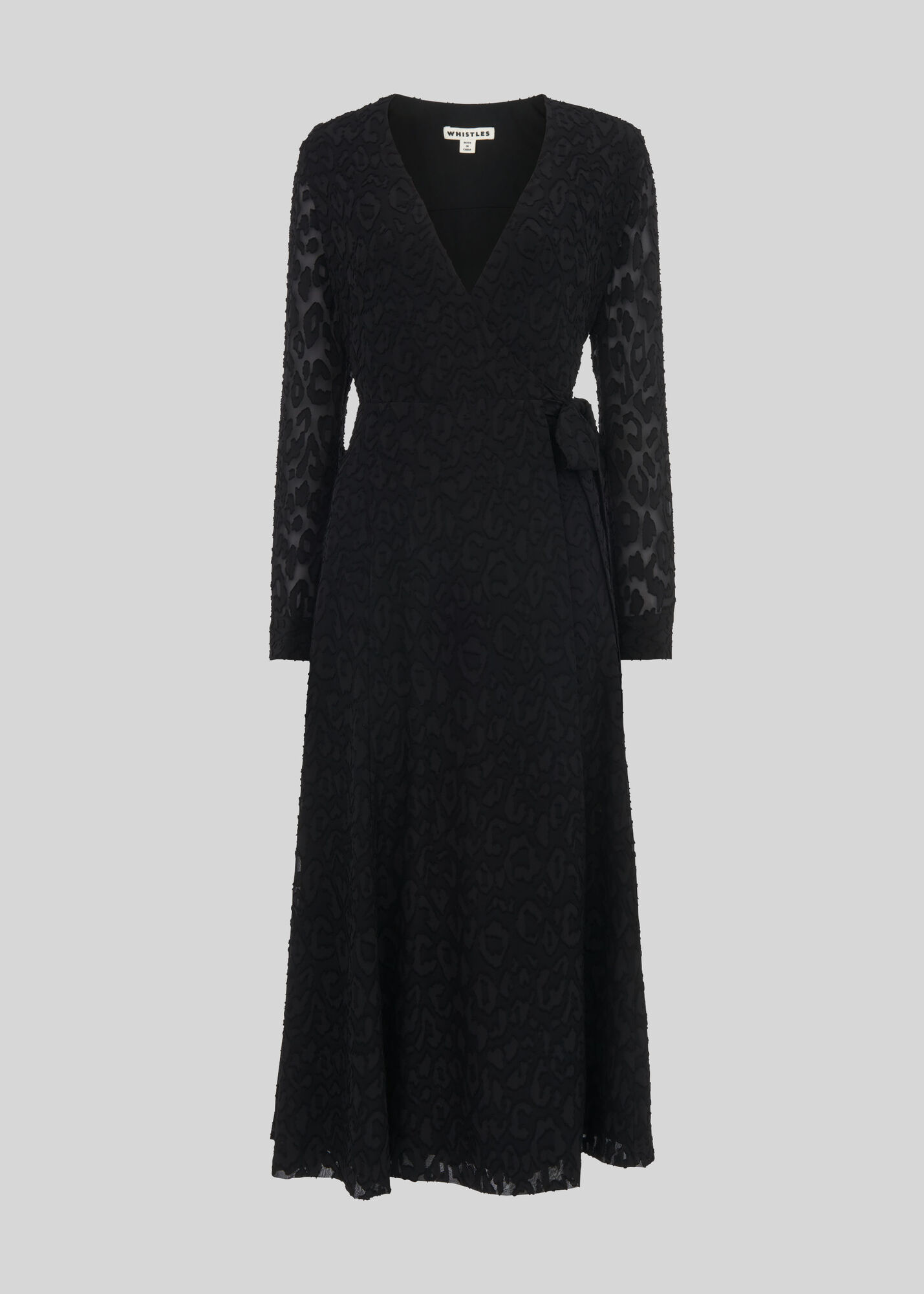 Black Animal Devore Wrap Dress WHISTLES Whistles UK