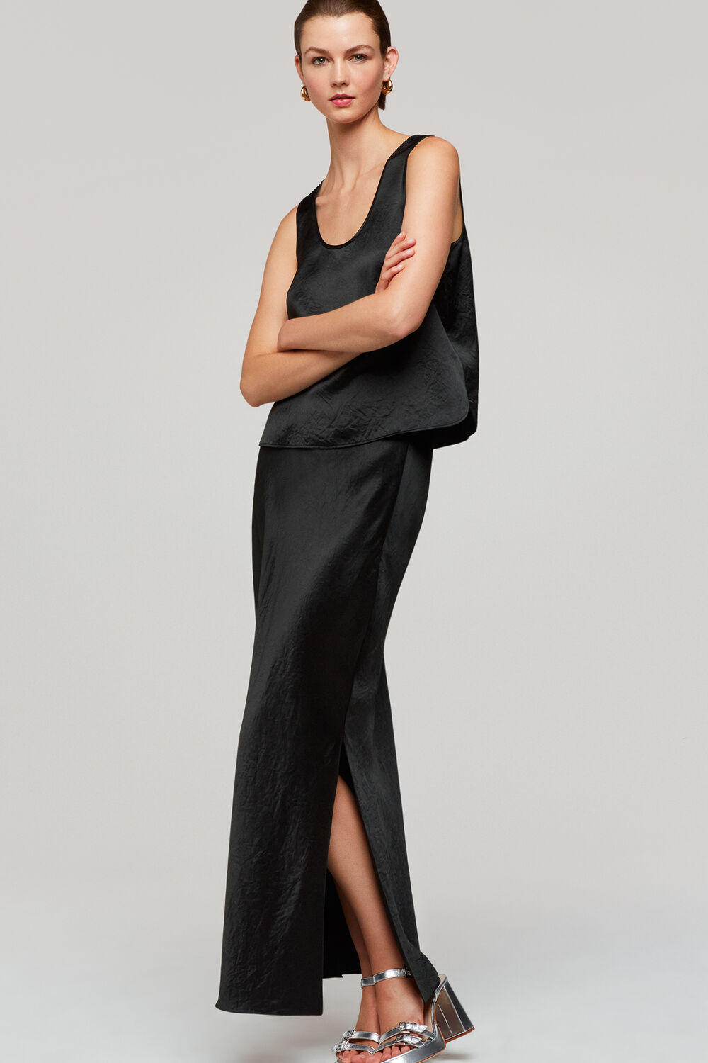 Black Ella Bias Cut Skirt