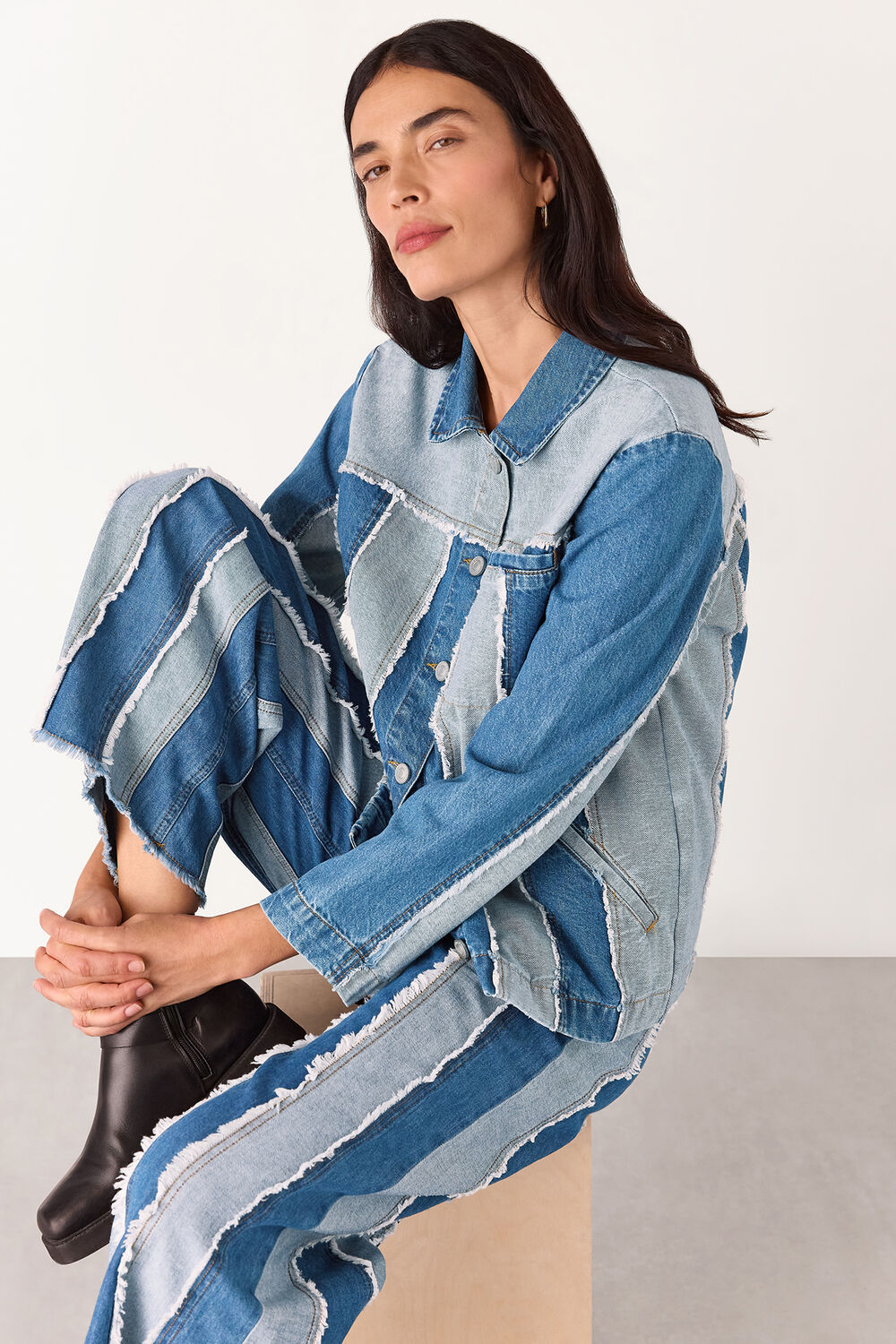 Denim Vertical Stripe Jacket