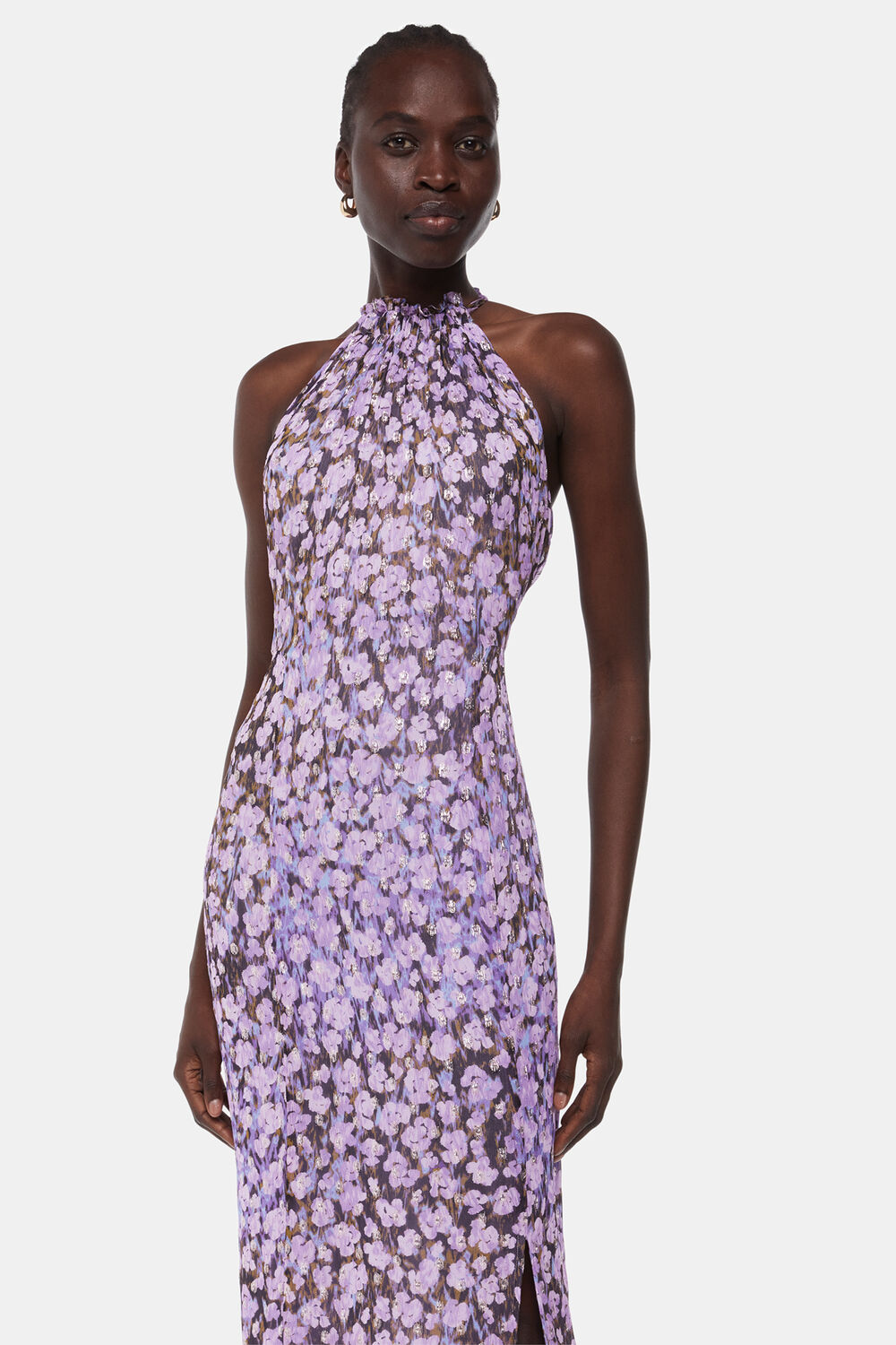 Floral Metallic Dobby Dress