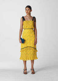 Ditsy Blossom Pleated Dress Yellow/Multi