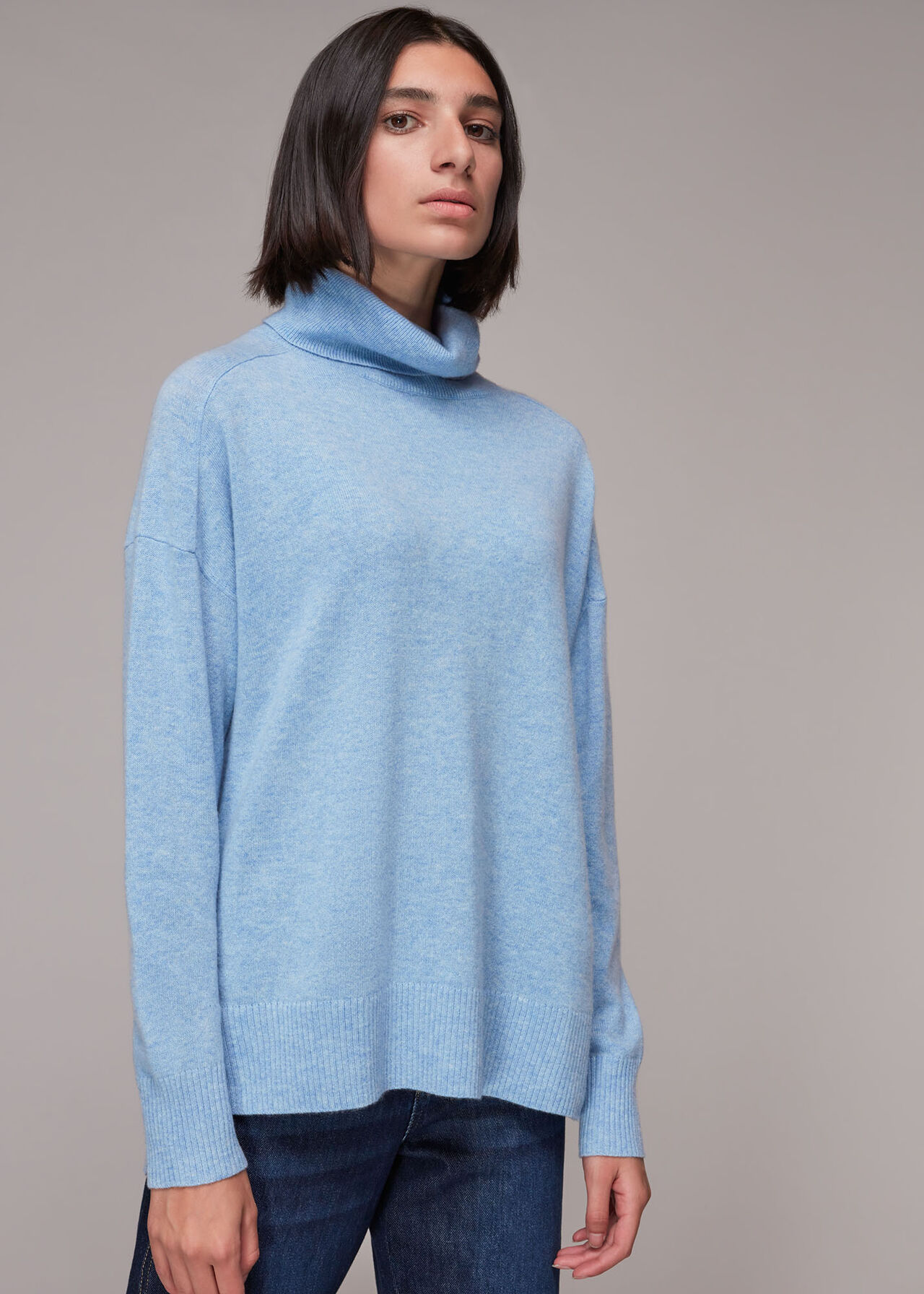 Pale Blue Cashmere Roll Neck Jumper | WHISTLES